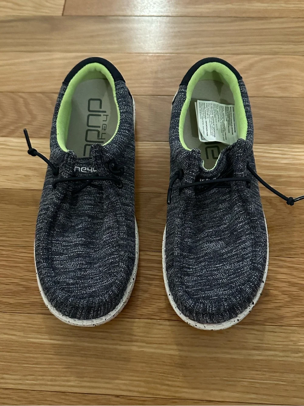 Hey Dude Kids Navy Knit Slip-On Sneakers with Lime Lining